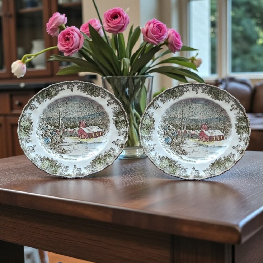 Johnson Bros “The Friendly Village” 10" Luncheon Plates– Set of 2| England